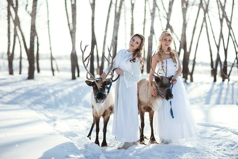 Two Women with Reindeer