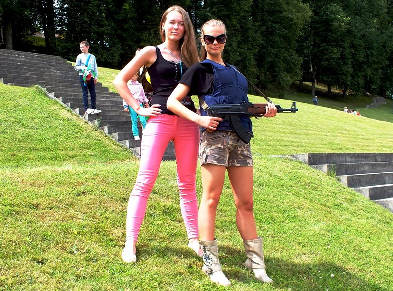 Two Women with Replica Gun