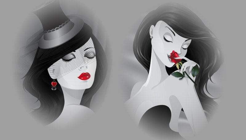 Two Women with Roses — Gray