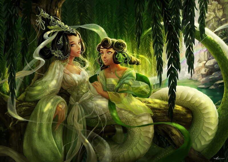 Two Women with Serpentine Tails