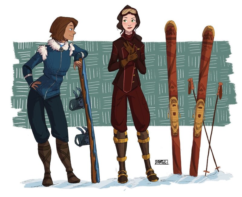 Two Women with Skis