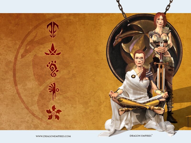 Two Women with Swords — Brown
