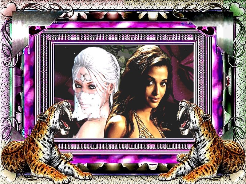Two Women with Tigers — Purple