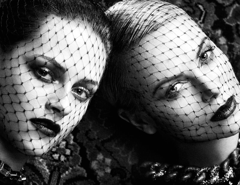 Two Women with Veils — Black