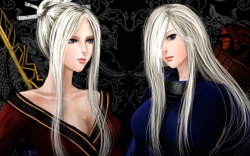 Two Women with White Hair — Black