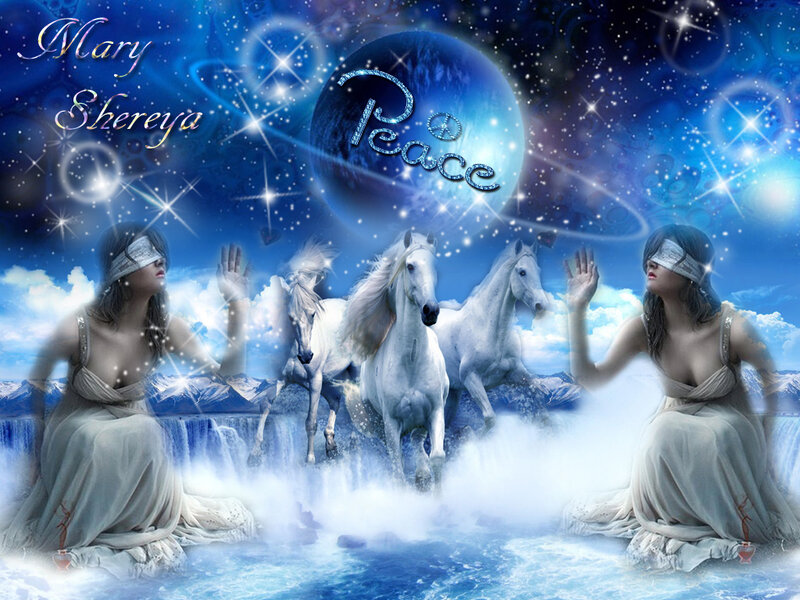 Two Women with White Horses
