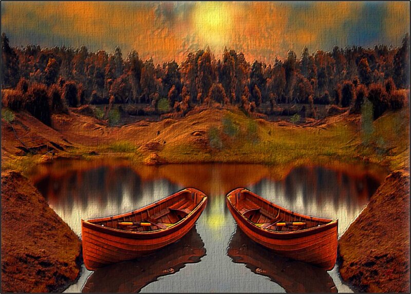 Two Wooden Boats — Orange