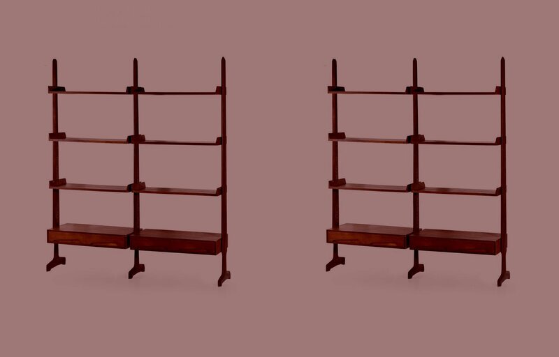 Two wooden bookshelves