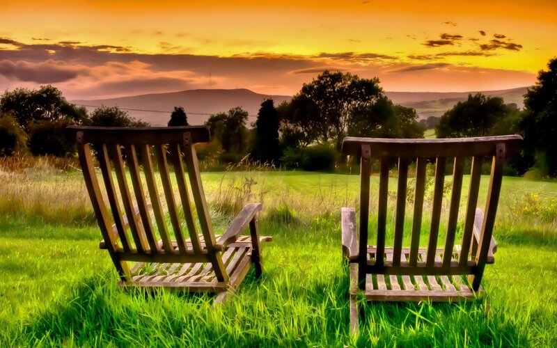 Two Wooden Chairs — Green