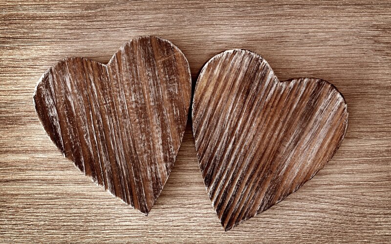 Two Wooden Hearts — Brown
