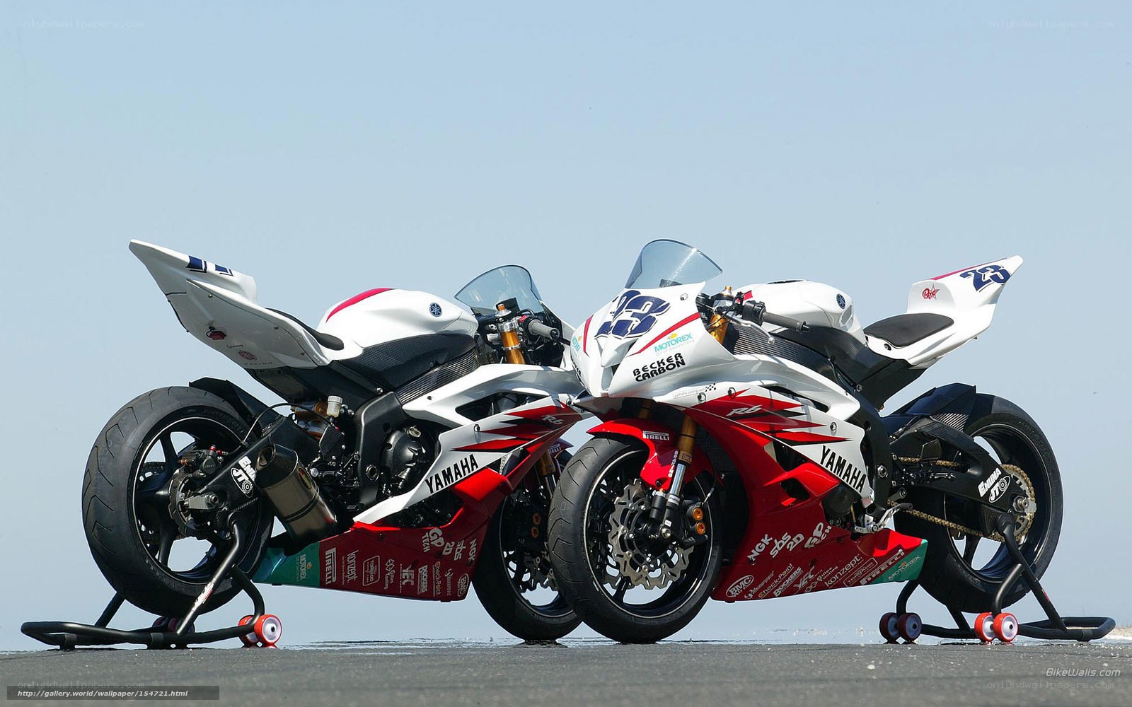 Two Yamaha racing motorcycles
