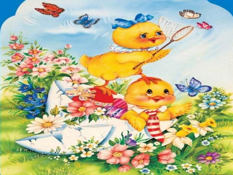 Two Yellow Chicks — Cheerful