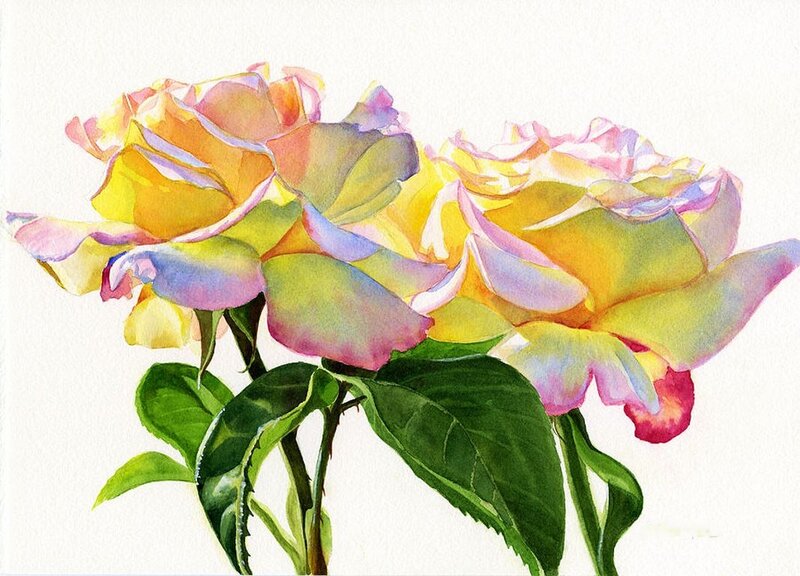 Two Yellow Roses — Calm, Painting