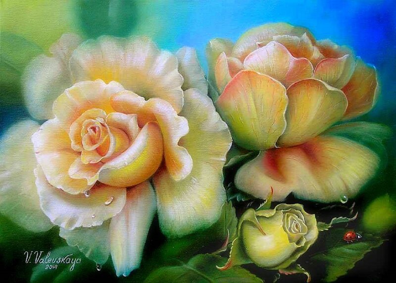 Two Yellow Roses — Serene, Painting