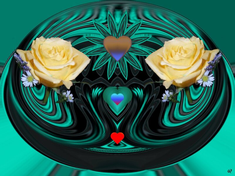 Two Yellow Roses — Teal