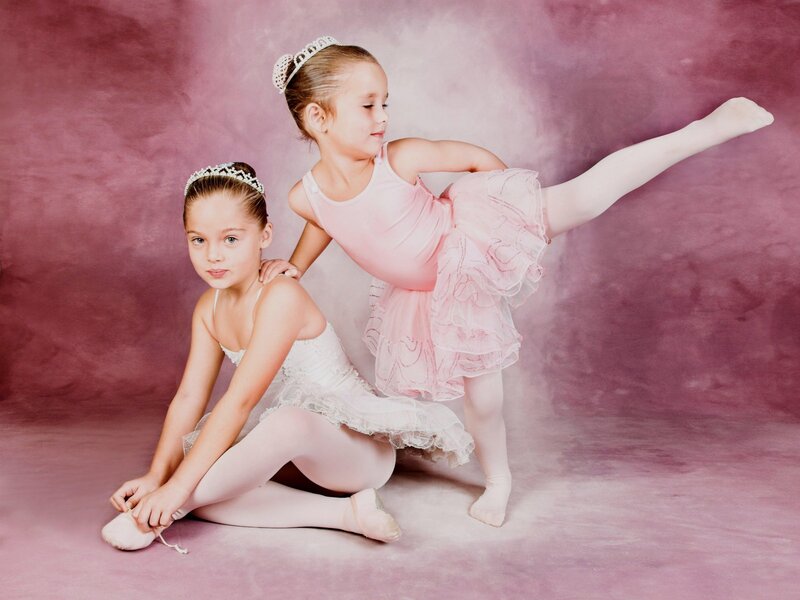 Two Young Ballerinas — Pink, Serene