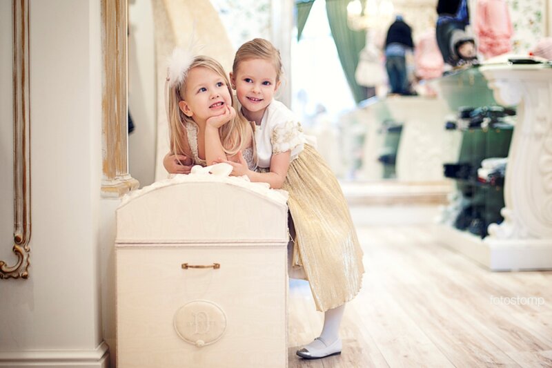 Two Young Girls in Dresses