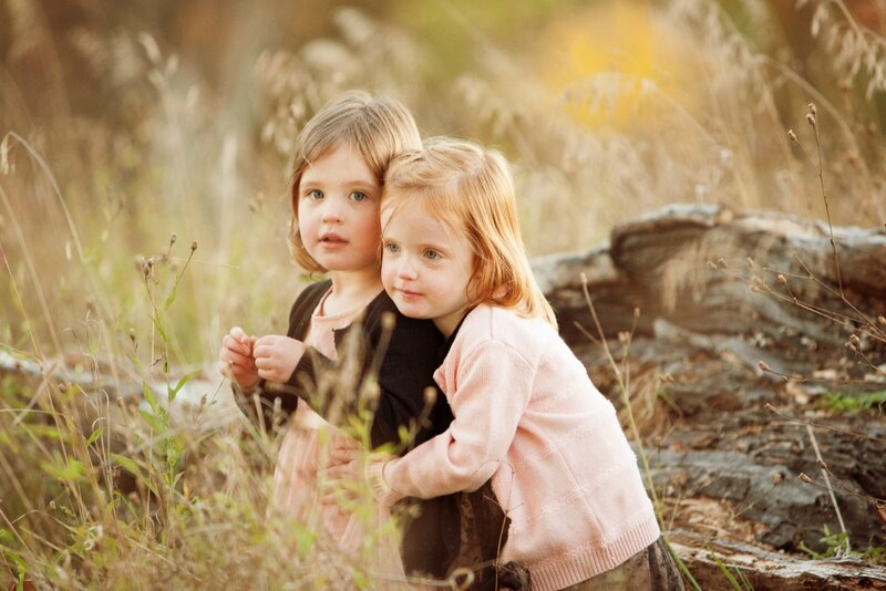 Two Young Girls in Field