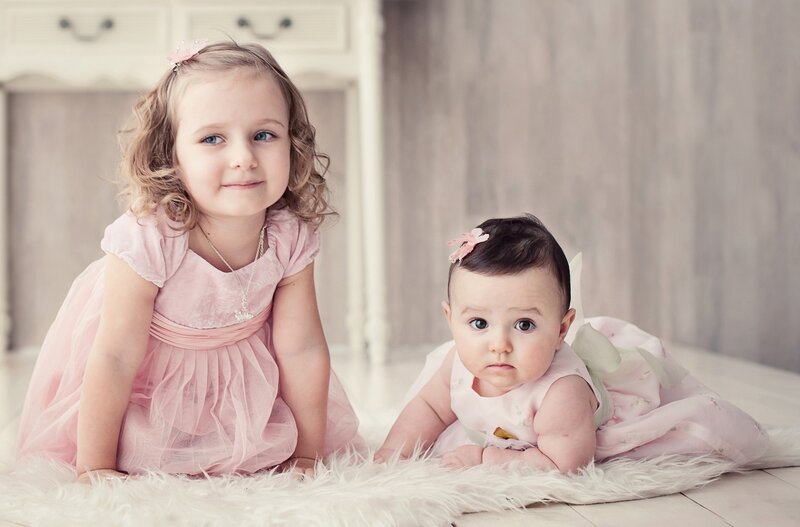 Two Young Girls in Pink