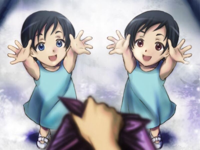 Two Young Girls Reaching