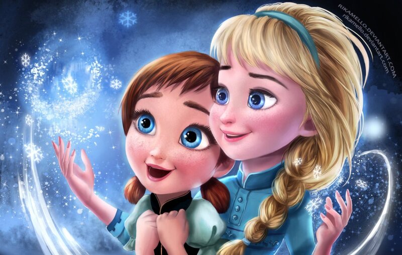 Two Young Girls with Snow