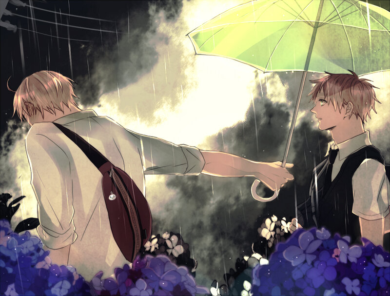 Two Young Men in Rain