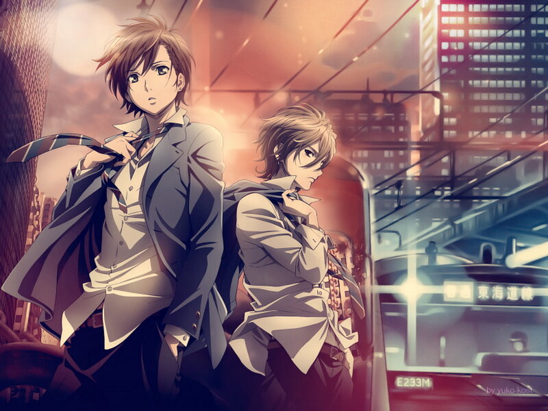 Two Young Men in Suits — Orange