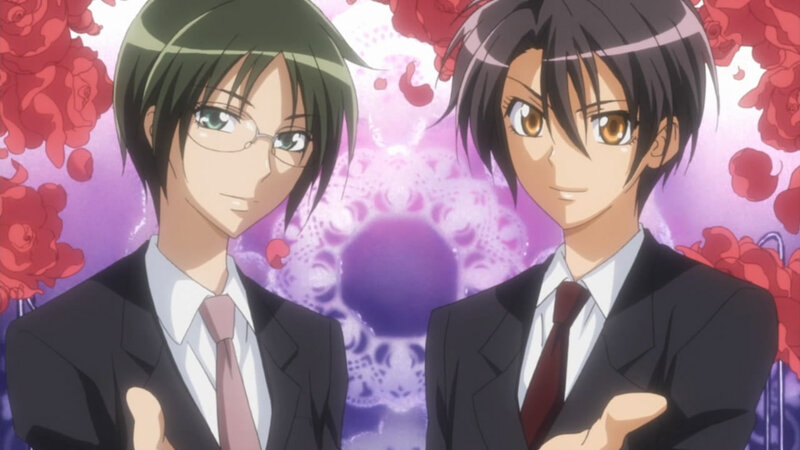 Two Young Men in Suits — Purple