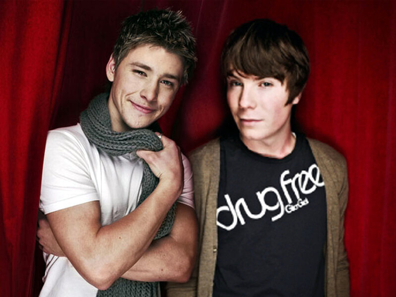two young men posing together