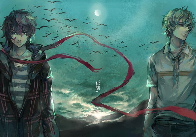 Two Young Men Standing — Teal