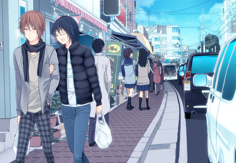 Two Young Men Walking