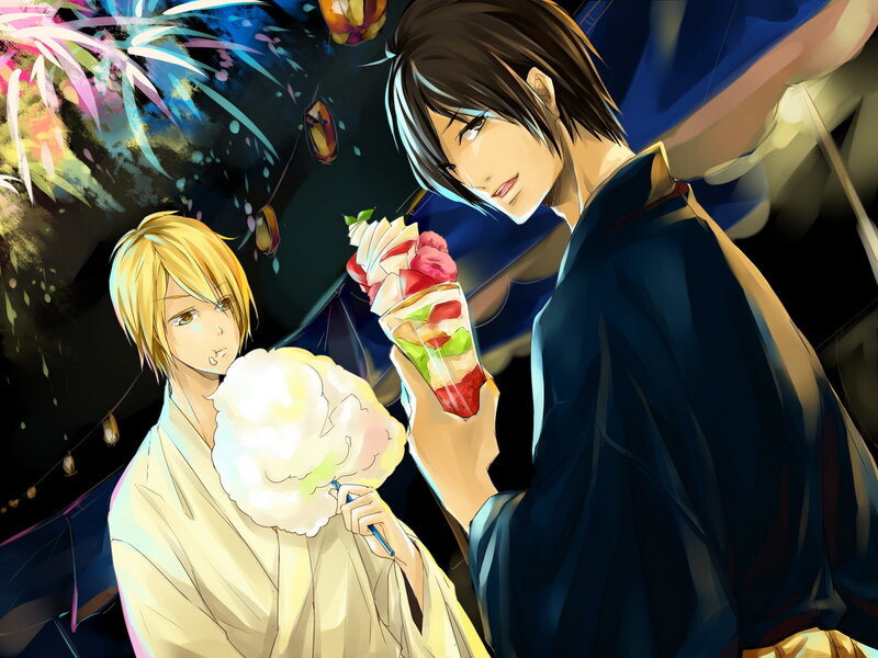 Two Young Men with Snacks