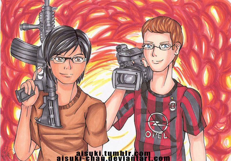 Two Young Men with Weapons
