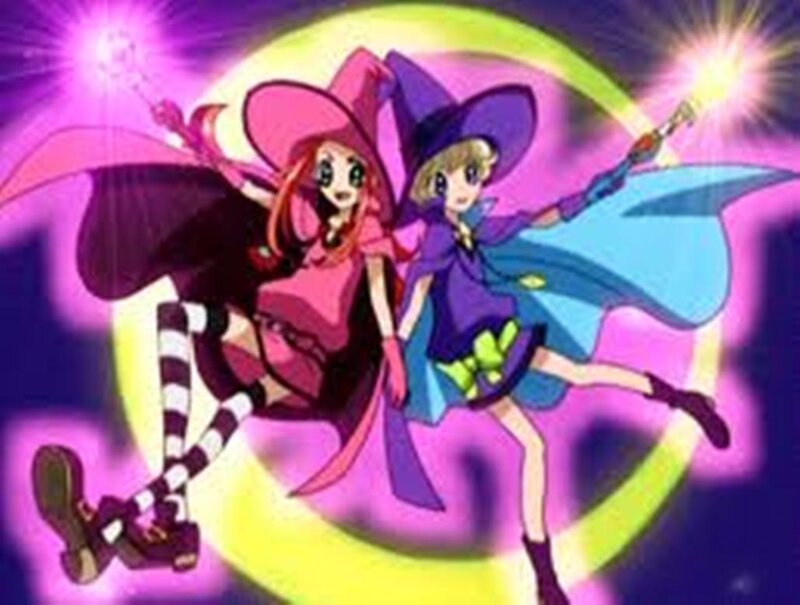Two Young Witches Flying