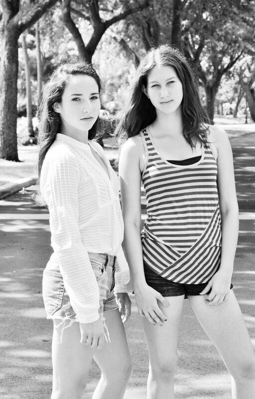 two young women in park