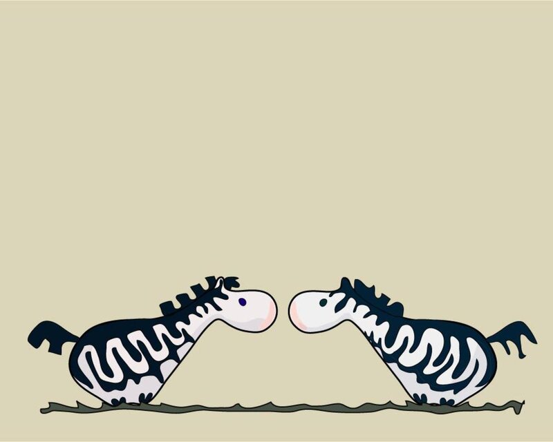 two zebras facing each other