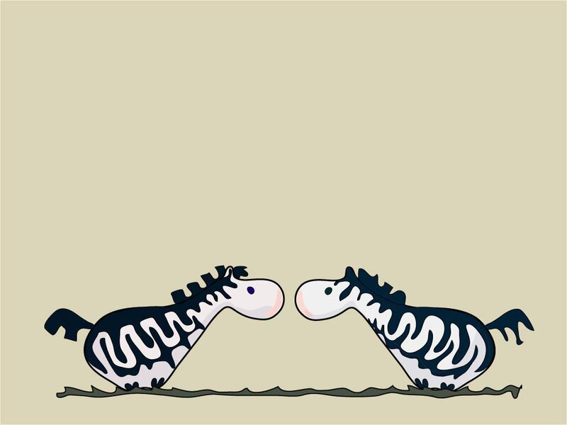 Two Zebras Facing Each Other — Beige