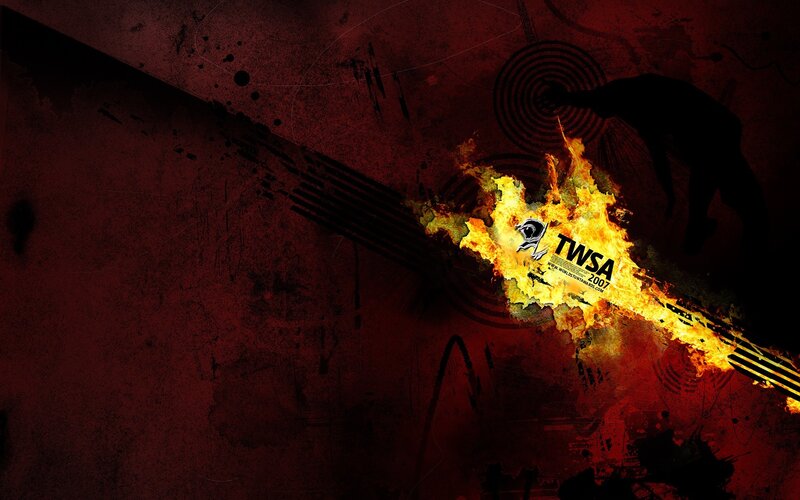 TWSA logo in fiery explosion