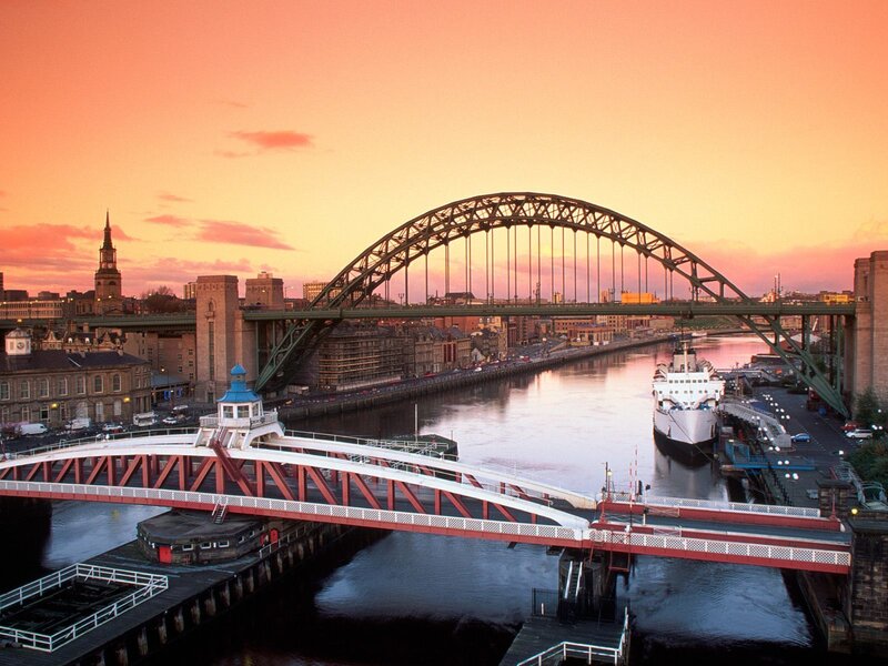 Tyne Bridge at Sunset — Orange, Serene, Photograph, River