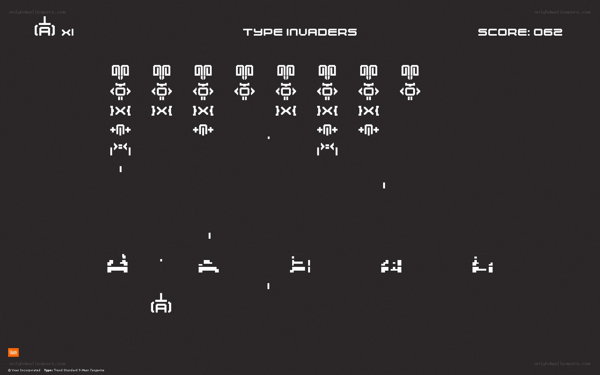 Type Invaders game screen