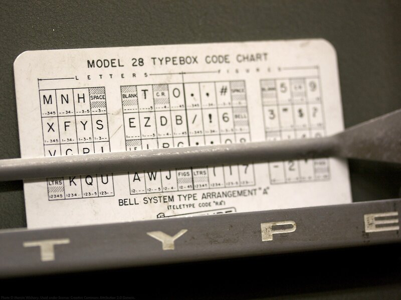 Typewriter code chart close-up