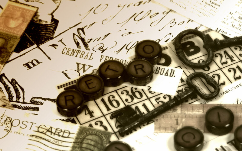 typewriter keys and vintage items