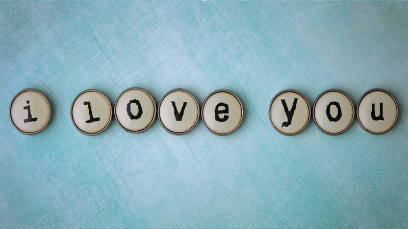 Typewriter Keys Spelling I Love You — Blue