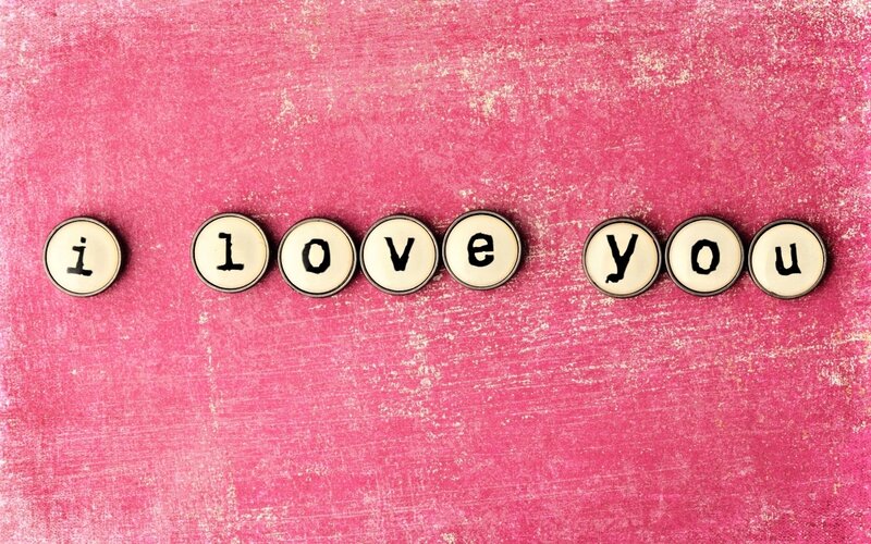 Typewriter Keys Spelling I Love You — Pink