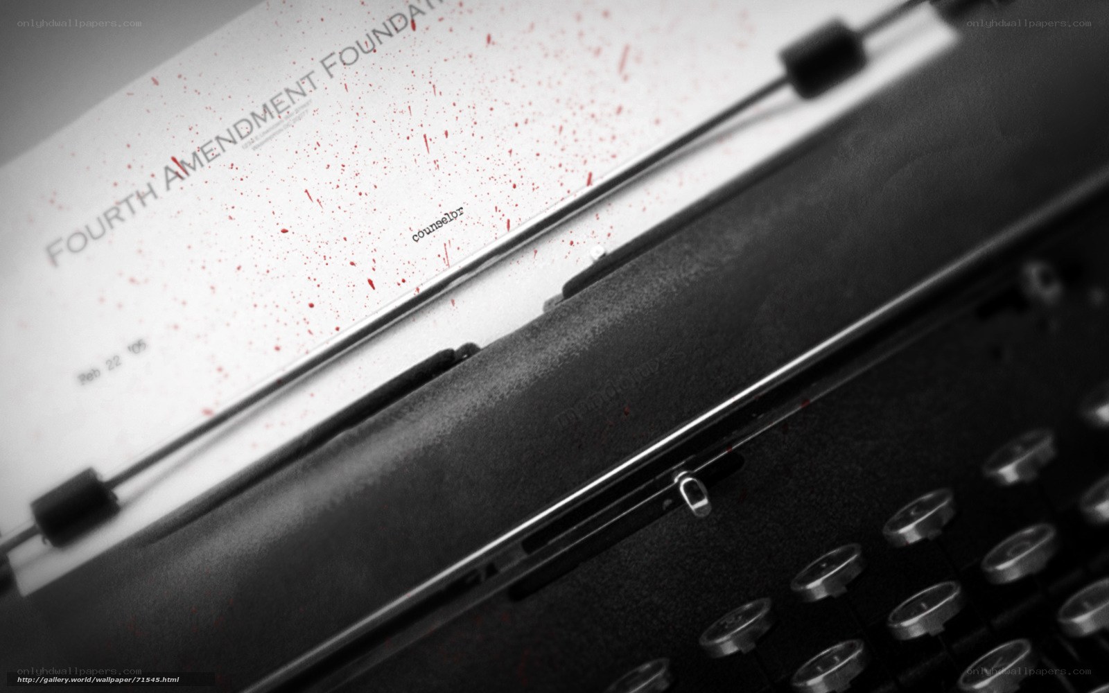 Typewriter with blood splatters