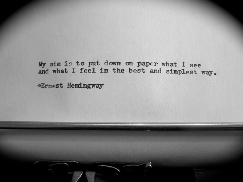typewritten quote by Hemingway