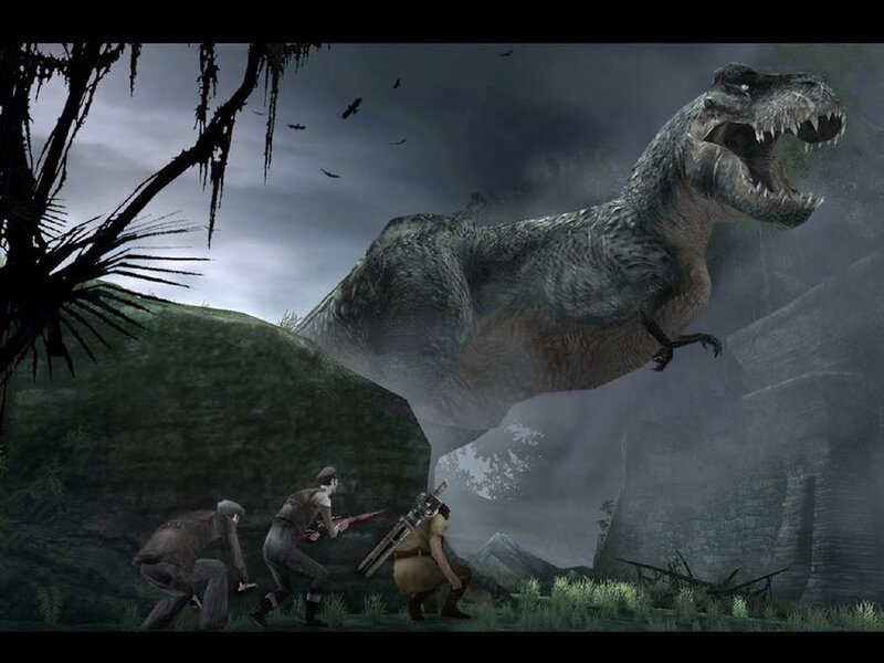 Tyrannosaurus Rex Attacking Soldiers
