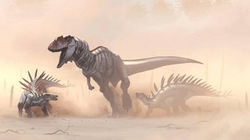 Tyrannosaurus Rex Chasing Stegosaurs