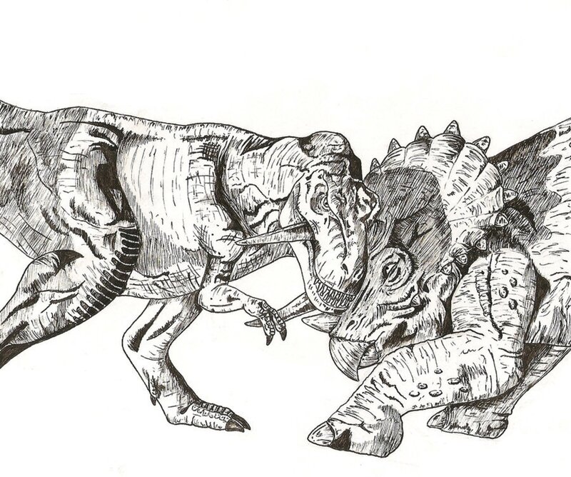 Tyrannosaurus Rex Fighting Triceratops
