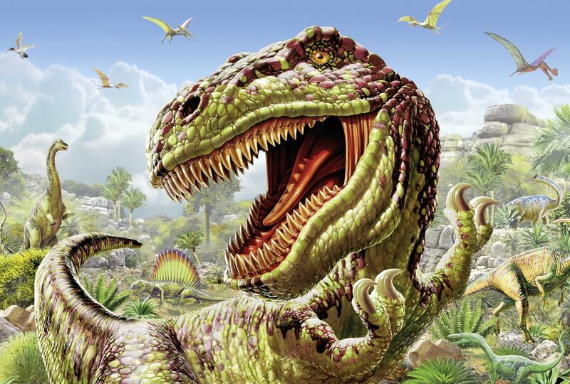 Tyrannosaurus Rex Roaring — Green, Dramatic, Afternoon